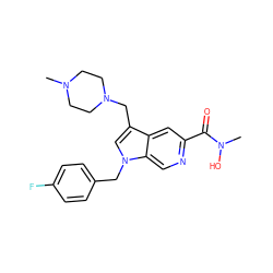 CN1CCN(Cc2cn(Cc3ccc(F)cc3)c3cnc(C(=O)N(C)O)cc23)CC1 ZINC000034818112