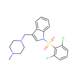 CN1CCN(Cc2cn(S(=O)(=O)c3c(Cl)cccc3Cl)c3ccccc23)CC1 ZINC001772644679