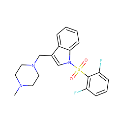 CN1CCN(Cc2cn(S(=O)(=O)c3c(F)cccc3F)c3ccccc23)CC1 ZINC001772620416