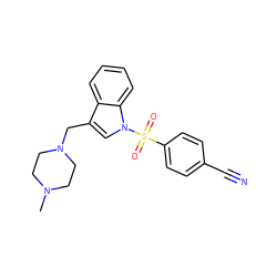 CN1CCN(Cc2cn(S(=O)(=O)c3ccc(C#N)cc3)c3ccccc23)CC1 ZINC001772622162