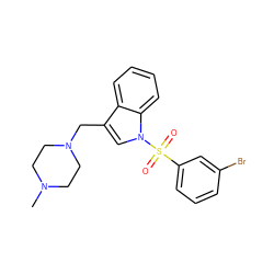 CN1CCN(Cc2cn(S(=O)(=O)c3cccc(Br)c3)c3ccccc23)CC1 ZINC001772612753