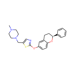 CN1CCN(Cc2cnc(Oc3ccc4c(c3)CC[C@@H](c3ccccc3)O4)s2)CC1 ZINC000145497554