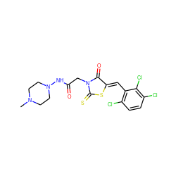 CN1CCN(NC(=O)CN2C(=O)/C(=C/c3c(Cl)ccc(Cl)c3Cl)SC2=S)CC1 ZINC000198923538