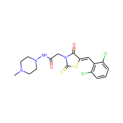 CN1CCN(NC(=O)CN2C(=O)/C(=C/c3c(Cl)cccc3Cl)SC2=S)CC1 ZINC000000975591