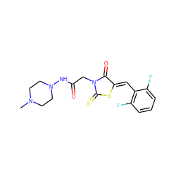 CN1CCN(NC(=O)CN2C(=O)/C(=C/c3c(F)cccc3F)SC2=S)CC1 ZINC000198923488