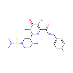 CN1CCN(S(=O)(=O)N(C)C)C[C@@H]1c1nc(C(=O)NCc2ccc(F)cc2)c(O)c(=O)n1C ZINC000014979311