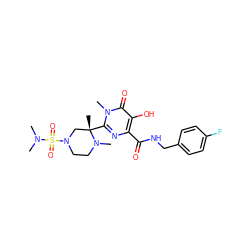 CN1CCN(S(=O)(=O)N(C)C)C[C@]1(C)c1nc(C(=O)NCc2ccc(F)cc2)c(O)c(=O)n1C ZINC000043012423