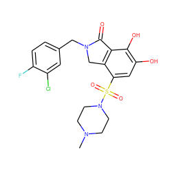 CN1CCN(S(=O)(=O)c2cc(O)c(O)c3c2CN(Cc2ccc(F)c(Cl)c2)C3=O)CC1 ZINC000095563260