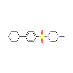 CN1CCN(S(=O)(=O)c2ccc(C3CCCCC3)cc2)CC1 ZINC000035153372