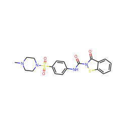 CN1CCN(S(=O)(=O)c2ccc(NC(=O)n3sc4ccccc4c3=O)cc2)CC1 ZINC000169311134