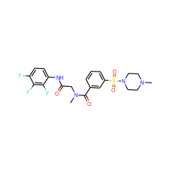 CN1CCN(S(=O)(=O)c2cccc(C(=O)N(C)CC(=O)Nc3ccc(F)c(F)c3F)c2)CC1 ZINC000012930861