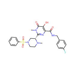 CN1CCN(S(=O)(=O)c2ccccc2)C[C@@H]1c1nc(C(=O)NCc2ccc(F)cc2)c(O)c(=O)n1C ZINC000014979309