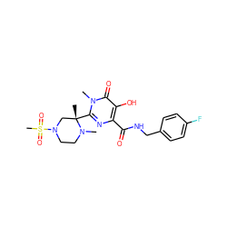 CN1CCN(S(C)(=O)=O)C[C@]1(C)c1nc(C(=O)NCc2ccc(F)cc2)c(O)c(=O)n1C ZINC000043061662