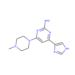 CN1CCN(c2cc(-c3c[nH]cn3)nc(N)n2)CC1 ZINC000040429720