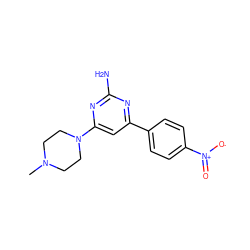 CN1CCN(c2cc(-c3ccc([N+](=O)[O-])cc3)nc(N)n2)CC1 ZINC000103298978