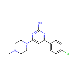 CN1CCN(c2cc(-c3ccc(Cl)cc3)nc(N)n2)CC1 ZINC000040955502