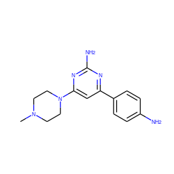 CN1CCN(c2cc(-c3ccc(N)cc3)nc(N)n2)CC1 ZINC000103298976