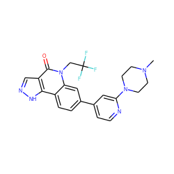 CN1CCN(c2cc(-c3ccc4c5[nH]ncc5c(=O)n(CC(F)(F)F)c4c3)ccn2)CC1 ZINC000205011275