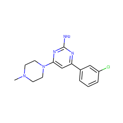 CN1CCN(c2cc(-c3cccc(Cl)c3)nc(N)n2)CC1 ZINC000040949705