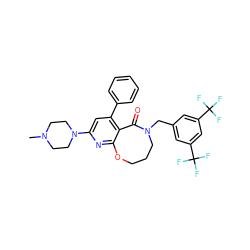 CN1CCN(c2cc(-c3ccccc3)c3c(n2)OCCCN(Cc2cc(C(F)(F)F)cc(C(F)(F)F)c2)C3=O)CC1 ZINC000028132086