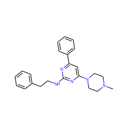 CN1CCN(c2cc(-c3ccccc3)nc(NCCc3ccccc3)n2)CC1 ZINC000243860800