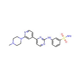 CN1CCN(c2cc(-c3ccnc(Nc4cccc(S(N)(=O)=O)c4)n3)ccn2)CC1 ZINC000095577364