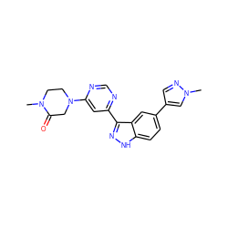 CN1CCN(c2cc(-c3n[nH]c4ccc(-c5cnn(C)c5)cc34)ncn2)CC1=O ZINC000221104354