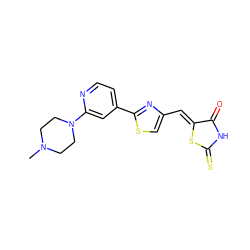 CN1CCN(c2cc(-c3nc(/C=C4\SC(=S)NC4=O)cs3)ccn2)CC1 ZINC001772590782