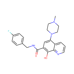 CN1CCN(c2cc(C(=O)NCc3ccc(F)cc3)c(O)c3ncccc23)CC1 ZINC000045283393