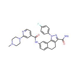 CN1CCN(c2cc(C(=O)Nc3ccc4c(c3)-c3c(c(C(N)=O)nn3-c3ccc(F)cc3)CC4)ccn2)CC1 ZINC000045336472