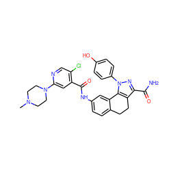 CN1CCN(c2cc(C(=O)Nc3ccc4c(c3)-c3c(c(C(N)=O)nn3-c3ccc(O)cc3)CC4)c(Cl)cn2)CC1 ZINC000066079108