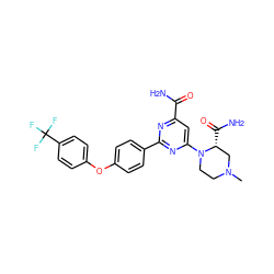 CN1CCN(c2cc(C(N)=O)nc(-c3ccc(Oc4ccc(C(F)(F)F)cc4)cc3)n2)[C@H](C(N)=O)C1 ZINC000142420965