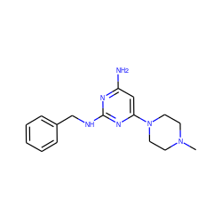 CN1CCN(c2cc(N)nc(NCc3ccccc3)n2)CC1 ZINC000071342091