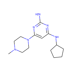 CN1CCN(c2cc(NC3CCCC3)nc(N)n2)CC1 ZINC000071342055