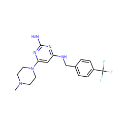 CN1CCN(c2cc(NCc3ccc(C(F)(F)F)cc3)nc(N)n2)CC1 ZINC000045392911