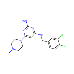 CN1CCN(c2cc(NCc3ccc(Cl)c(Cl)c3)nc(N)n2)CC1 ZINC000045340328