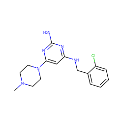 CN1CCN(c2cc(NCc3ccccc3Cl)nc(N)n2)CC1 ZINC000045347453