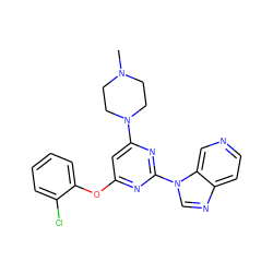 CN1CCN(c2cc(Oc3ccccc3Cl)nc(-n3cnc4ccncc43)n2)CC1 ZINC000036348891