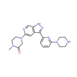 CN1CCN(c2cc3c(-c4cccc(N5CCNCC5)n4)n[nH]c3cn2)CC1=O ZINC000205261839