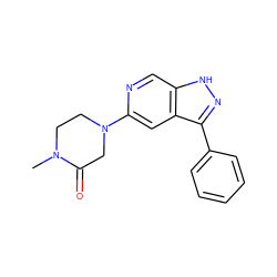 CN1CCN(c2cc3c(-c4ccccc4)n[nH]c3cn2)CC1=O ZINC000205263041