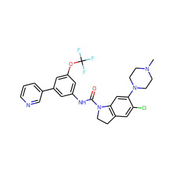 CN1CCN(c2cc3c(cc2Cl)CCN3C(=O)Nc2cc(OC(F)(F)F)cc(-c3cccnc3)c2)CC1 ZINC000095553802