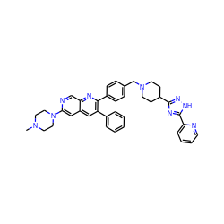 CN1CCN(c2cc3cc(-c4ccccc4)c(-c4ccc(CN5CCC(c6n[nH]c(-c7ccccn7)n6)CC5)cc4)nc3cn2)CC1 ZINC000044307022