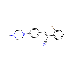 CN1CCN(c2ccc(/C=C(\C#N)c3ccccc3Br)cc2)CC1 ZINC000084740552