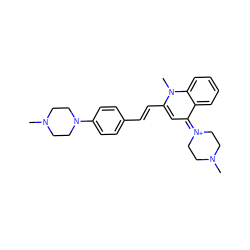 CN1CCN(c2ccc(/C=C/c3cc(=[N+]4CCN(C)CC4)c4ccccc4n3C)cc2)CC1 ZINC001772570649