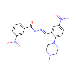 CN1CCN(c2ccc([N+](=O)[O-])cc2/C=N/NC(=O)c2cccc([N+](=O)[O-])c2)CC1 ZINC000008690053