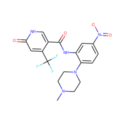 CN1CCN(c2ccc([N+](=O)[O-])cc2NC(=O)c2c[nH]c(=O)cc2C(F)(F)F)CC1 ZINC000653857020