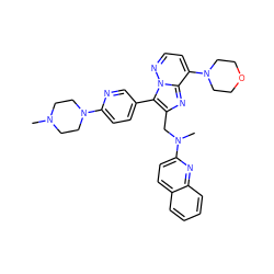 CN1CCN(c2ccc(-c3c(CN(C)c4ccc5ccccc5n4)nc4c(N5CCOCC5)ccnn34)cn2)CC1 ZINC001772575986