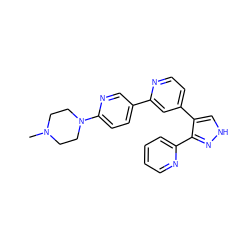 CN1CCN(c2ccc(-c3cc(-c4c[nH]nc4-c4ccccn4)ccn3)cn2)CC1 ZINC000072118289