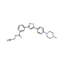 CN1CCN(c2ccc(-c3cc(-c4cccc(C(=O)NCC#N)c4)no3)cc2)CC1 ZINC000066098110