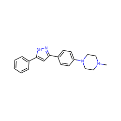 CN1CCN(c2ccc(-c3cc(-c4ccccc4)[nH]n3)cc2)CC1 ZINC000653861606